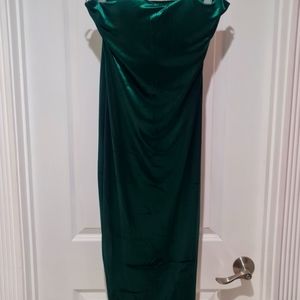 Hunter Green Midi Velvet Holiday Dress - Never Worn